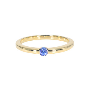 Compre Ahora Anillo Delicado de Oro Sólido de 14k con Tanzanita de Corte Redondo de 3mm, Banda Minimalista con Gema, Piedra de Nacimiento de Diciembre para Mujer - Product Image 5