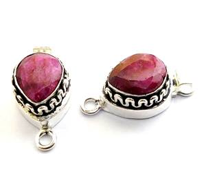 Antique Starling Silver 18K Gold Plated 25X14X10MM <b>Ruby</b> Gemstone Drop Box Clasp for Jewelry Making 1Strand 2Strand 3Strand B630 - Product Image 3