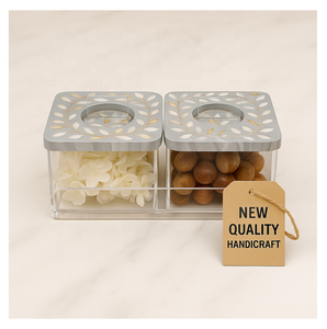 Boîte de rangement en bois et acrylique avec couvercle transparent, organisateur en bois artisanal de qualité supérieure pour bijoux, fruits secs, emballage cadeau et décoration intérieure - Product Image 5