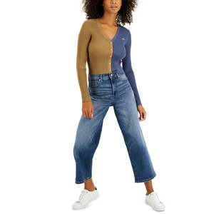 Maglione da Donna Tommy Jeans con Scollo a V e Blocchi di Colore Blu Taglia Piccola - per l'Autunno - Product Image 1