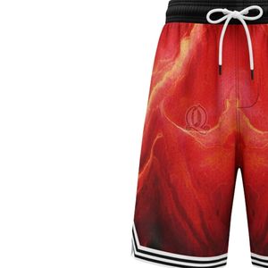 Pantalones cortos de baloncesto Red Flame personalizados, pantalones cortos de entrenamiento deportivo transpirables de poliéster de malla sublimada con cintura elástica - Product Image 4