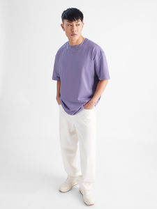 Camiseta personalizada para hombre 100% algodón de gran tamaño con hombros caídos, ropa de calle, camiseta ajustada en blanco para hombre - Product Image 2