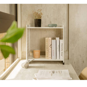 Estante de exhibición de libros de metal blanco para almacenamiento en el hogar Unidad de almacenamiento de dormitorio de tipo de pie con recubrimiento en polvo - Product Image 2