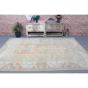 Turkish Vintage Rug, Large 6.6x9.2 ft (200x280 cm) Rug, <b>Brown</b> Floral <b>Wool</b> Rug - Product Image 2