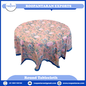 Direct Manufacturer's Best Quality Handmade Indian Misty Rose Gud Block Printed Cotton Eco-friendly Durable 180cm <b>Tablecloth</b> - Product Image 6