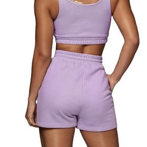 Produits tendance 100% coton Sports hiver chaud Ensemble de survêtement court décontracté pour femmes Vêtements 2 pièces Ensemble femme 2026 - Product Image 4