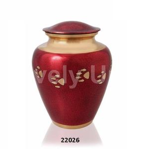 Urna para mascotas grabada con estampado de pata dorada, urnas de cremación para mascotas de latón rojo real para cenizas de mascotas, bolsa de terciopelo gratis - Product Image 1