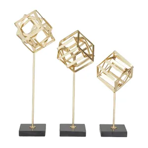 Metal Home Decor Metal Cube Oro y Negro Juego de 3 - Product Image 6