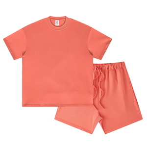 Camiseta y Pantalones Cortos de Color Sólido, Talla Grande, 100% Algodón, 360 Gramos, de Alta Calidad, con Logotipo Personalizado al por Mayor para Hombre - Product Image 6