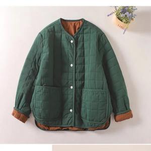 Johnature 2025 femme hiver nouveau coton lin décontracté rétro Parkas Style Vintage manches longues couleur unie simple boutonnage Parkas - Product Image 4