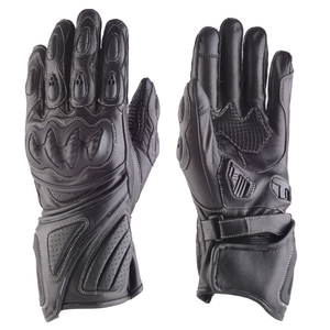 Gants de Moto Cuir Noir Couture Blanche Moto Auto Racing Style Long Écran Tactile Cafe Racer Sécurité Gants de Motard - Product Image 4