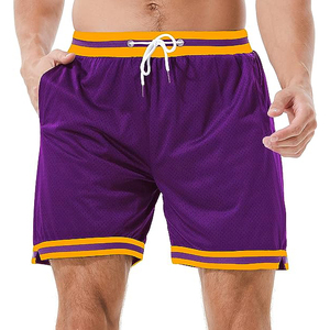 กางเกงขาสั้นผ้าตาข่ายสำหรับผู้ชายกางเกงขาสั้นออกกำลังกายแบบปักลายระบายอากาศได้ดีแห้งเร็วแบบเรียบ - Product Image 1