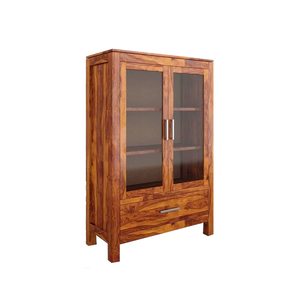 Gabinete multiusos para dormitorio, sala de estar, estudio, de madera maciza Bar | Estantería/gabinete de cocina | Acabado mate miel - Product Image 2