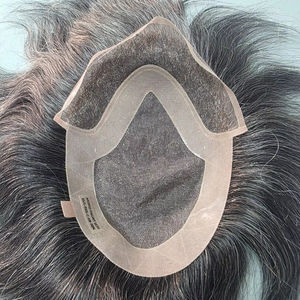 ท็อปเปอร์ผมแท้ Taz Hair BD Fusion แบบเย็บมือ ฐานลูกไม้ด้านหน้า ผสมสี 1B สีเทา  สำหรับปิดผมบาง - Product Image 1