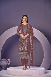 Vente chaude Lourd Faux Georgette Avec Paillettes Broderie Salwar Costume Femme Fabricant De Mode De Surat - Product Image 5