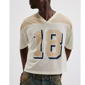 T-shirt de football personnalisé OEM 100 % coton pour homme, streetwear, sérigraphie, coupe ample unie, manches courtes, écologique - Product Image 1