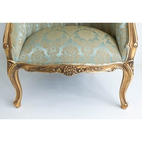Fauteuil Callister Palais de Versailles en bois massif, design français antique, finition dorée damassée
