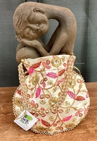 Set Tas Tangan & Dompet Bordir Motif Bunga Lily of the Valley dengan Tali - Ramah Lingkungan, Warna & Bentuk Dapat Disesuaikan, Hadiah Liburan