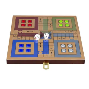 Ludo en bois pliable le plus populaire jeu éducatif pour enfants en bambou avec plateau de jeu