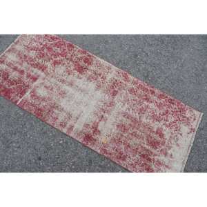 Tapis turc vintage de 2.3x5,4 pieds, tapis en laine tissé plat rouge et beige avec support en latex pour décorations de salon - Product Image 4