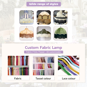 Lampadario <span class=keywords><strong>con</strong></span> <span class=keywords><strong>Paralume</strong></span> in Tessuto e Nappe, Lampada a Sospensione, Illuminazione LED Decorativa - Product Image 5