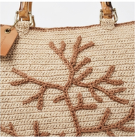 Sac bandoulière léger en paille tressée pour femme, style bohème géométrique vintage, avec poignée en bambou, collection ANA Madagascar