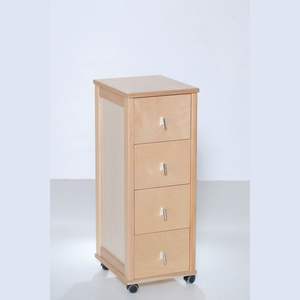 Carrito de Almacenamiento de Madera Maciza de Haya con Cajón y Superficie de Azulejo, Diseño Interior Versátil - Product Image 1