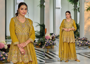 Salwar Kameez Étnico para Mujer con Tela Chinon Bordada (Delantera y Trasera) para Bodas y Diwali - Product Image 3