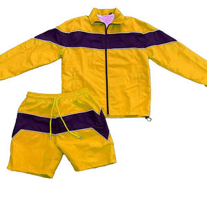 Traje de entrenamiento de nailon para hombre, conjunto de pantalones cortos cortavientos estampados, conjunto de cazadora de ropa deportiva de gimnasio del fabricante - Product Image 6