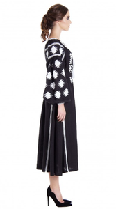 Vyshyvanka-ropa de algodón con cuello en V, vestido bordado de manga larga para fiesta, con borlas, estilo ucraniano, color negro - Product Image 5