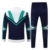 Ensemble de survêtement en polyester pour homme, bleu marine, vert, blanc, motif chevron, veste à fermeture éclair intégrale et pantalon, fabricant OEM, usine, logo personnalisé