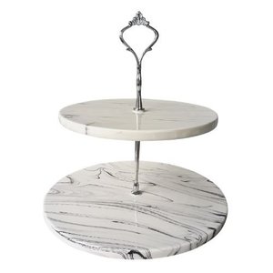Top Tendance Restaurant Hôtel Fournitures Fêtes Célébration 2 Niveaux Arrondi Gâteau Stand Marbre Gâteau Stand Pour La Fête D'anniversaire - Product Image 6