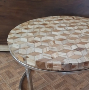 Mesa redonda de madera clásica moderna de alta calidad de Indonesia con acero inoxidable (SS) para uso al aire libre en hoteles muebles de sala de estar - Product Image 4