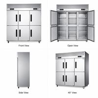 Kulkas Freezer 6 Pintu 1560L Dua Suhu Pendingin Kipas Stainless Steel untuk Restoran