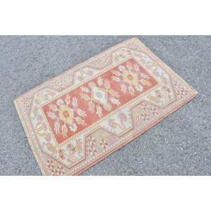 Tapis classique en laine beige orange de grande surface motif abstrait turc de 2.9x4,2 pieds avec support en latex pour adolescents pour une utilisation dans le couloir - Product Image 2