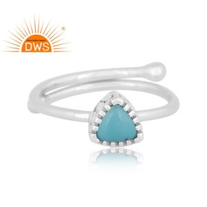 Newly Design Fine Sterling Silver Natural Arizona Turquoise Gemstone <b>Adjustable</b> <b>Ring</b> Jewelry Manufacturer - Product Image 2