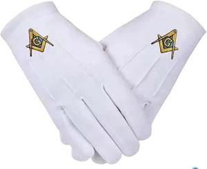 Guantes Masónicos de Regalia 100% Algodón Blanco Puro Diseño Personalizado Guantes de Logia Azul Maestro Masón Guantes Masónicos - Product Image 5