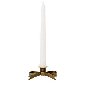 Bougeoir moderne de luxe en métal doré avec nœud papillon pour bougie conique, idéal pour table de dîner, mariage et décoration de la maison pour les fêtes - Product Image 1