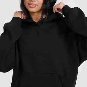 New Arrival Oversize Women Heavyweight 100% Cotton <b>Hoodies</b> with Drop Shoulder Long Sleeves Winter Screen Print Letters <b>Hoodies</b> - Product Image 2