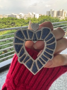 Colgante Romántico de Plata de Ley 925 con Forma de Corazón y Diamantes de Moissanita Azul para Hombre y Mujer, Regalo - Product Image 5