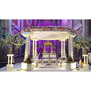 ชุดเสาไฟเบอร์สองเสาสำหรับงานแต่งงานแบบพิเศษชุดเสาสองชั้นผ้าแมนดาพีแบบกลมสีขาว - Product Image 1