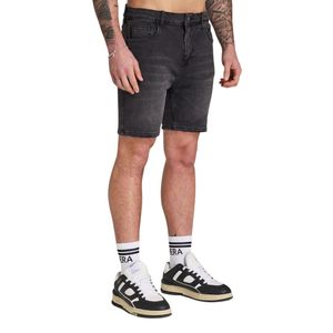 Pantalones cortos ajustados para hombre, ropa de calle moderna con dobladillo cónico de mezclilla gris, pantalones cortos clásicos esenciales de verano de cintura media cómodos - Product Image 4