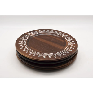 Assiette de chargeur en bois de haute qualité personnalisée nouvelle assiette à vaisselle ronde coeur conception assiette en bois - Product Image 6