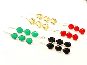 Women's Fashion Dangle Earrings Silver Plated Metal with Genuine Gemstones <b>Accessory</b> - Product Image 2