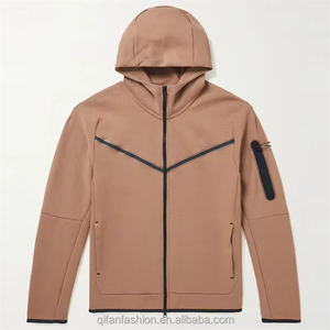 Custom Arm Pocket Soft Shell Tech Fleece Slim Fit Workout Gym Sports Running Hoodie for Men Autumn - Product Image 5