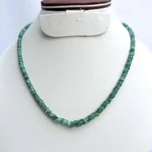 3mm 4mm 5mm Natur Smaragd Heishi Reifen Glatte Edelstein Perlen Halskette AAA Hochwertige Luxus Schmuck Halskette Zum Verkauf