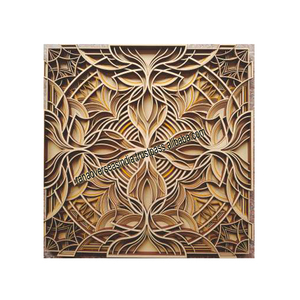 Modern Mandala Design Engineering Wood Multi-Functional <b>Spring</b> Square Scenic Pattern Engraved Customized Logo Modern Art Wall - Product Image 2