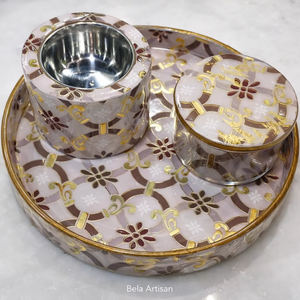 Ensemble de brûleurs à encens Bela Artisan en résine et bois incrusté, 3 pièces, accessoires à encens indiens, 3x3 pouces, comprend un diffuseur d'encens Mabkhara - Product Image 1