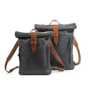 Bolsa de lona de viaje al aire libre para hombre, mochila impermeable Vintage Batik, forro de cuero genuino para montañismo, 2017 - Product Image 1