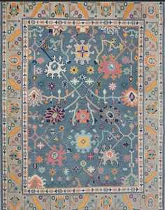 พรมแบบถักด้วยมือสีฟ้าอ่อนและสีเบจตุรกีขนาด8x10 ,9x12สำหรับห้องนั่งเล่นห้องนอนพิเศษพรมถักมือ - Product Image 2